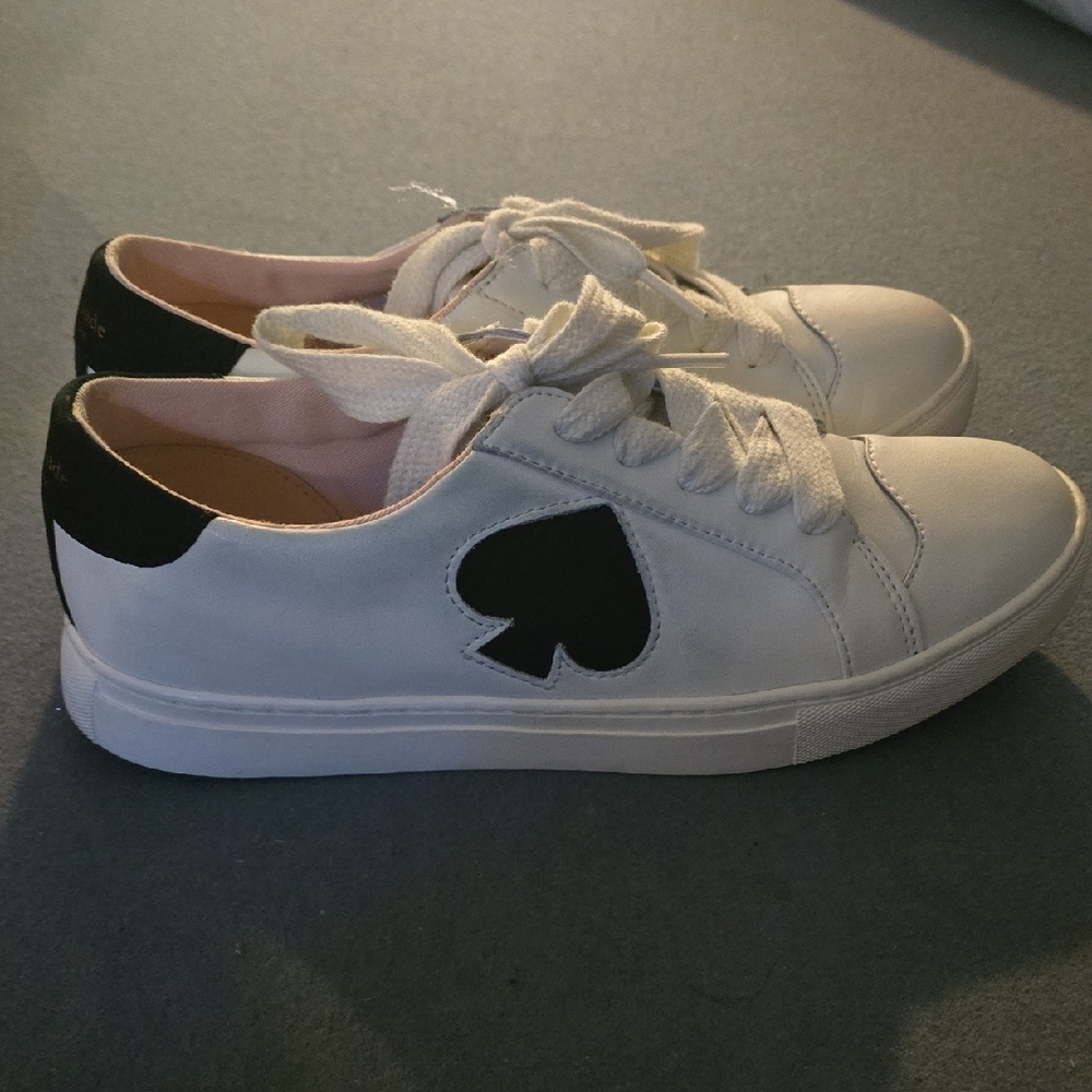 Kate Spade White and Black Spade Sneakers